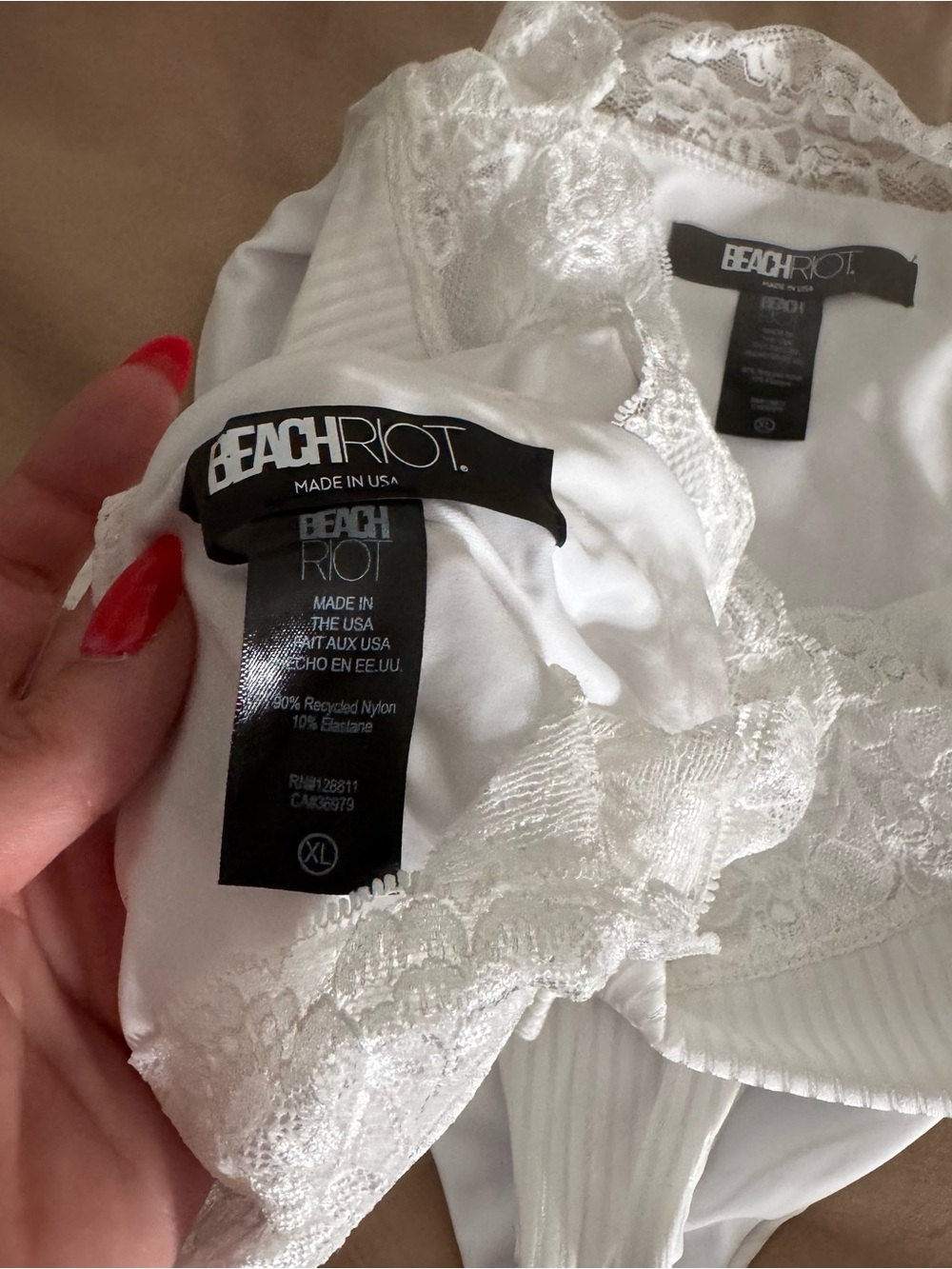 Beach Riot White Ribbed Lace Bralette & Bikini Set - Picture 5 of 5